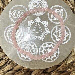 Pink Quartz beaded bracelet super dainty